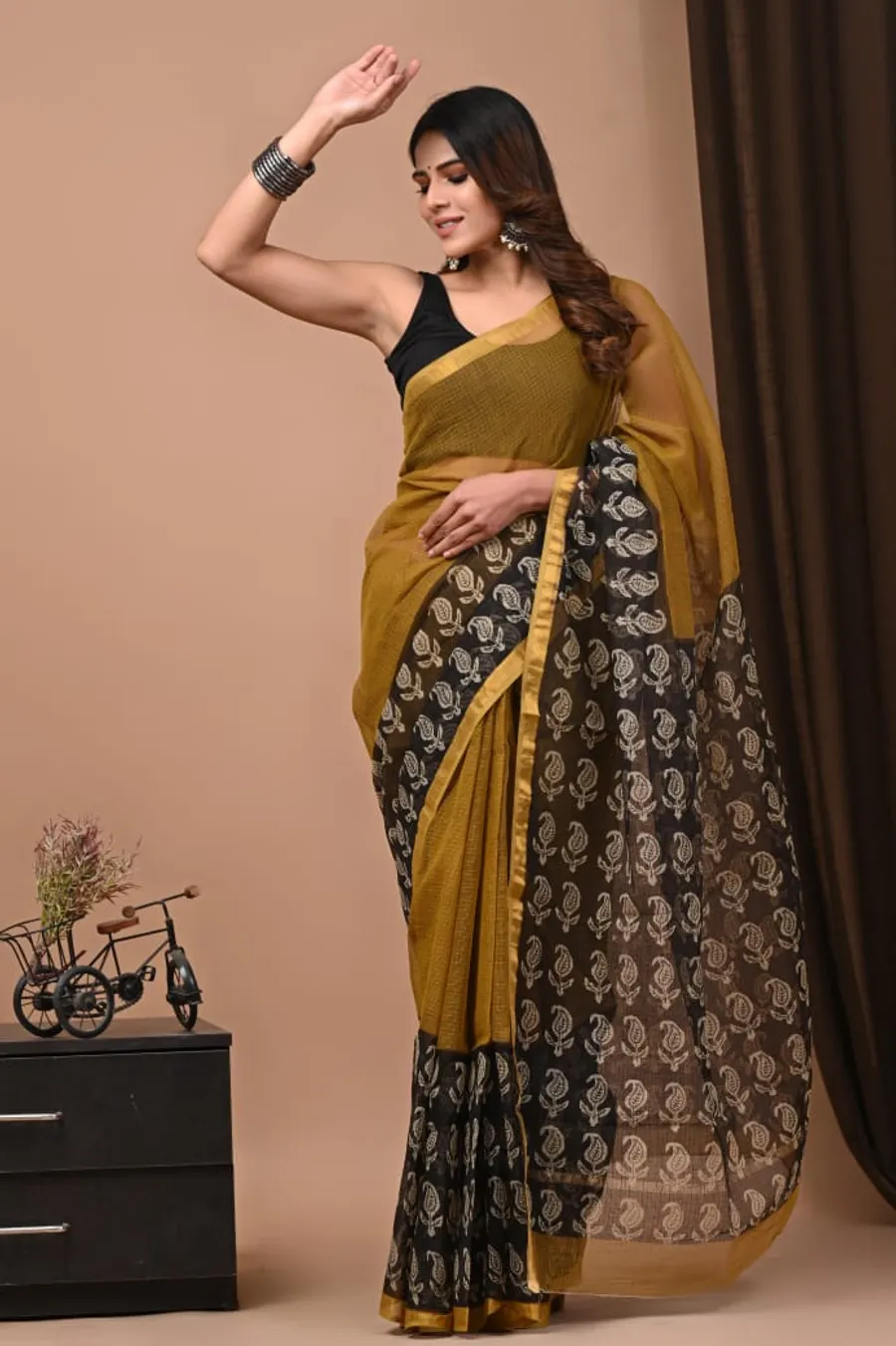 Traditional Bagru Print Kota Sarees